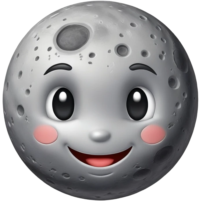 Mercury planet with a cute smiling face and crater details emoji