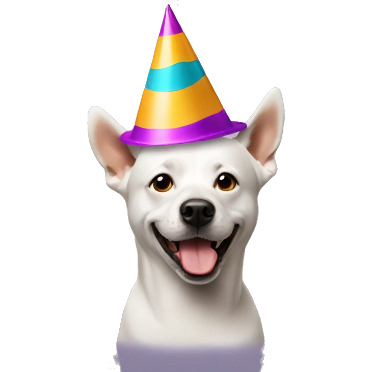 A dog wearing a party hat emoji