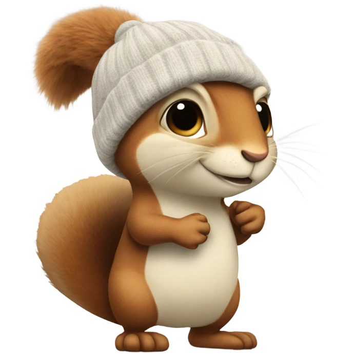 Squrell wearing a beanie and ugh slippers  emoji