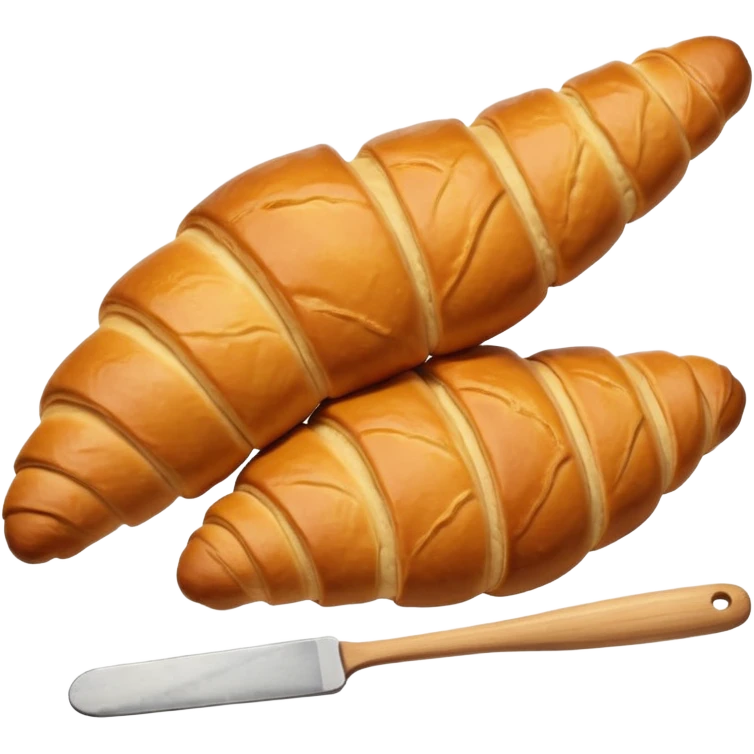 Baking humanless avatar in clean vibrant style illustration. Fresh croissant and rolling pin, warm golden tones, simple shapes, flat design, high contrast, cozy and friendly. emoji