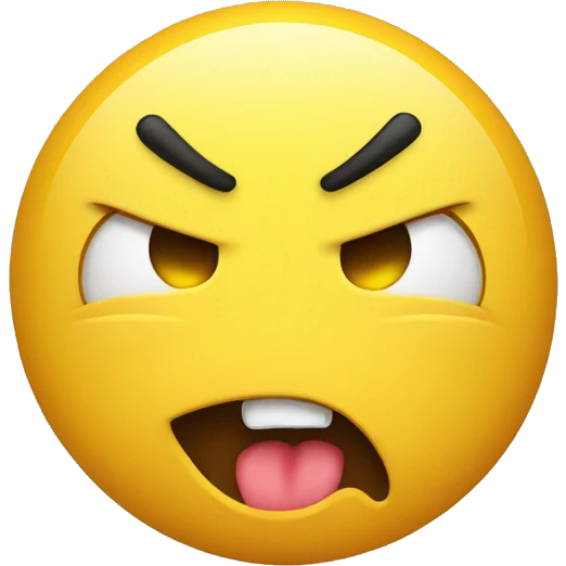 yellow emoji face with an angry expression sticking their tongue out emoji