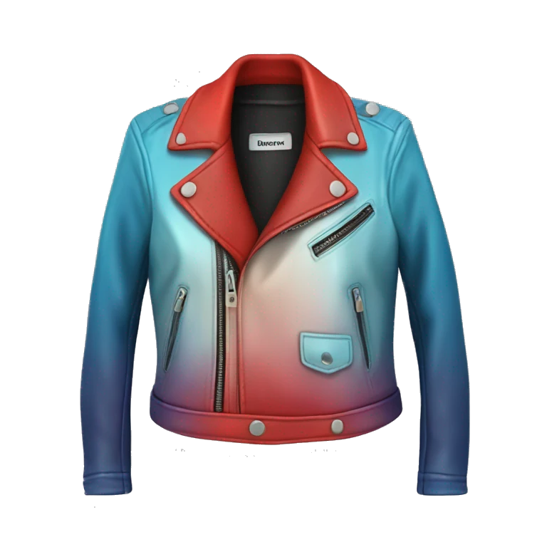Hyper Realistic isolated open red ombre feminine fashion leather jacket. emoji