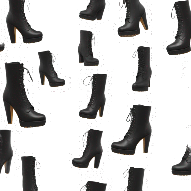 Black tall High heel boot lace up leather tall emoji