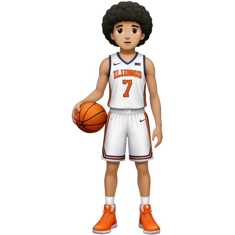 Will Riley Illinois basketball #7 mulatto with short Afro full body shot emoji