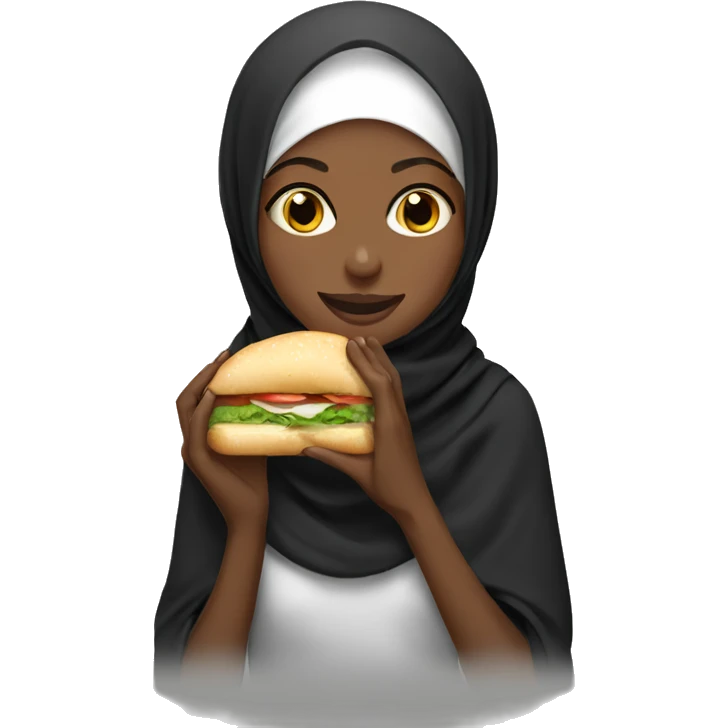 Black Hijabi eating sandwich emoji