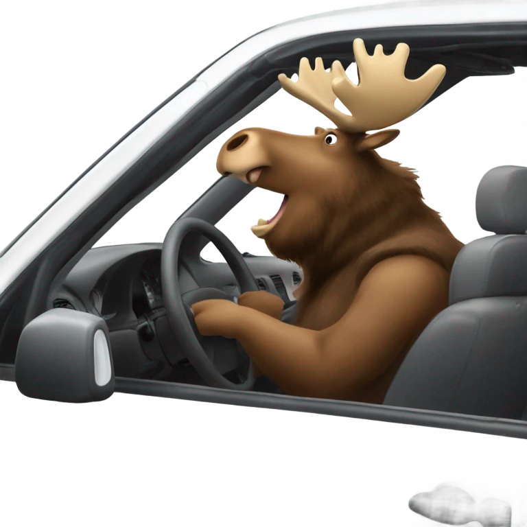 Moose and bear driving car emoji