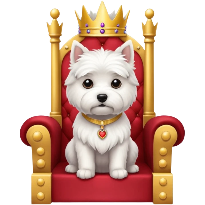 a cute west highland terrier dog sitting on a throne like a king emoji