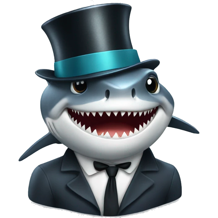 Shark with a top hat emoji