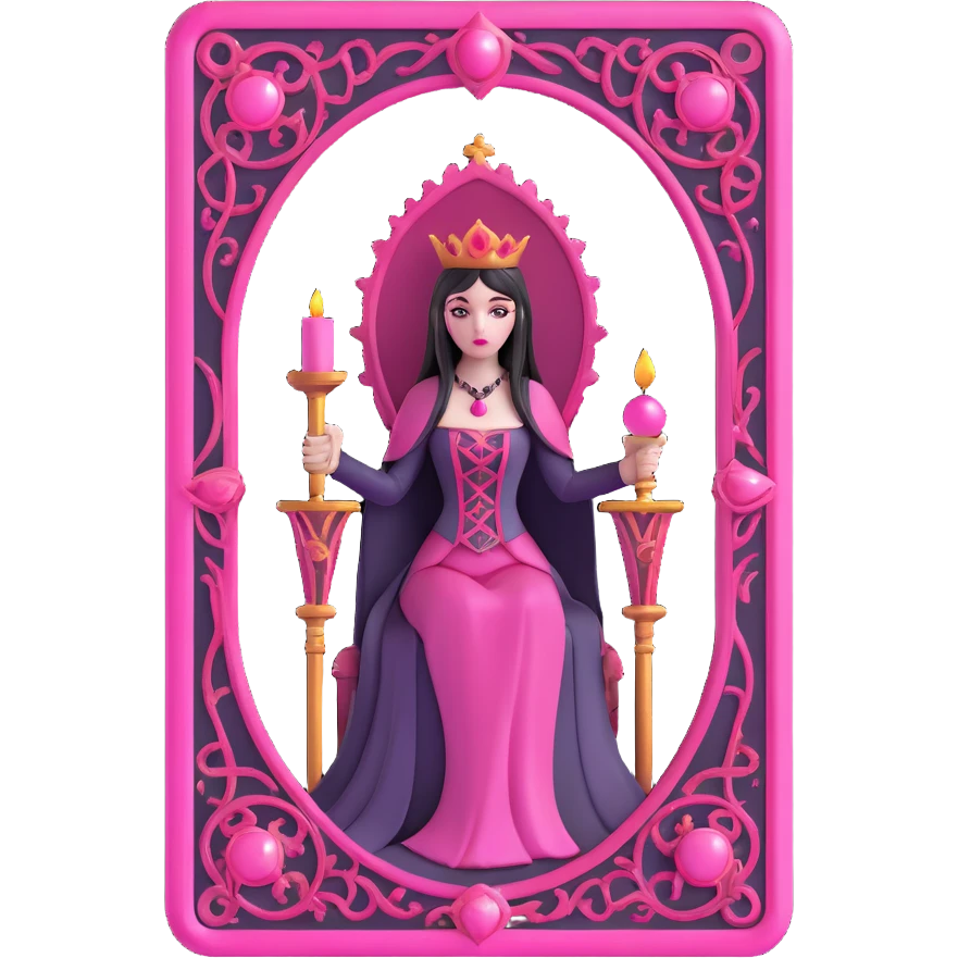 3D gothic tarot card with pink highlights, mysterious and ornate emoji
