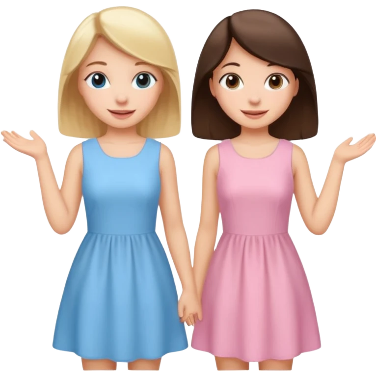 happy pride and prejudice blonde girl in light blue dress and brunette girl in light pink dress emoji