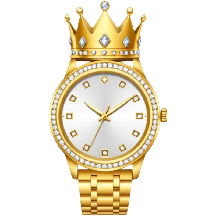 Create an emoji that shows a gold crown, a diamond, and a luxury wristwatch together. emoji