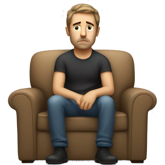 sad caucassian man on a couch emoji
