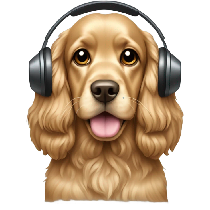 golden cocker spaniel with headphones emoji
