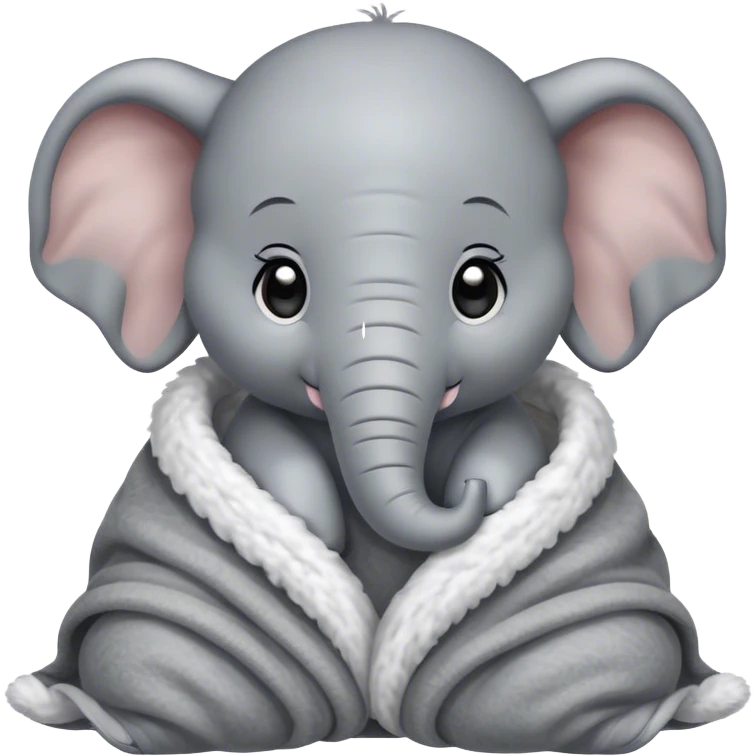 Baby elephant cozy in blanket emoji