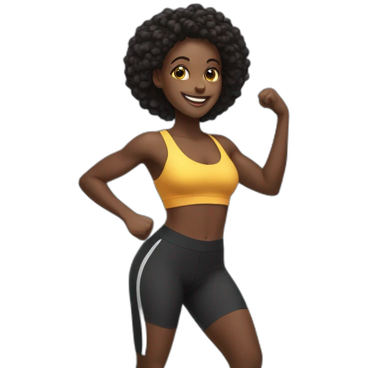 black girl, happy, working out emoji