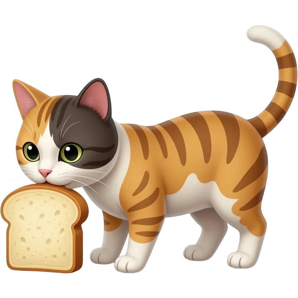Un chat qui mange du pain emoji