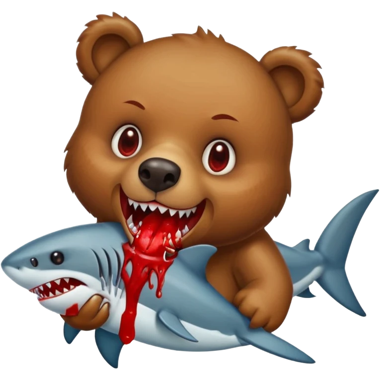 bear eating shark emoji