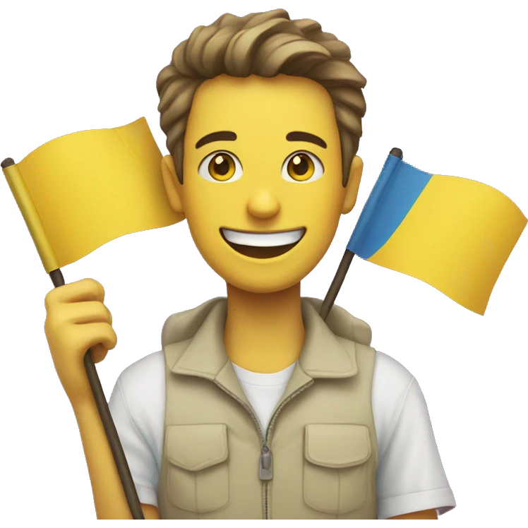 smiling face holding yellow wflags emoji