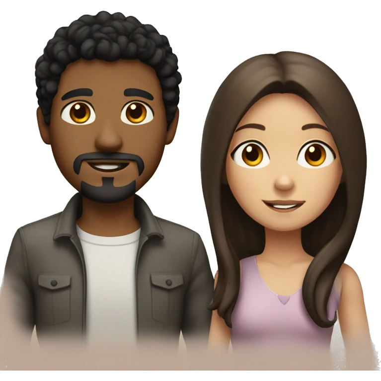 white boy with black hair and goatee holding girl with long brown hair and light brown skin emoji