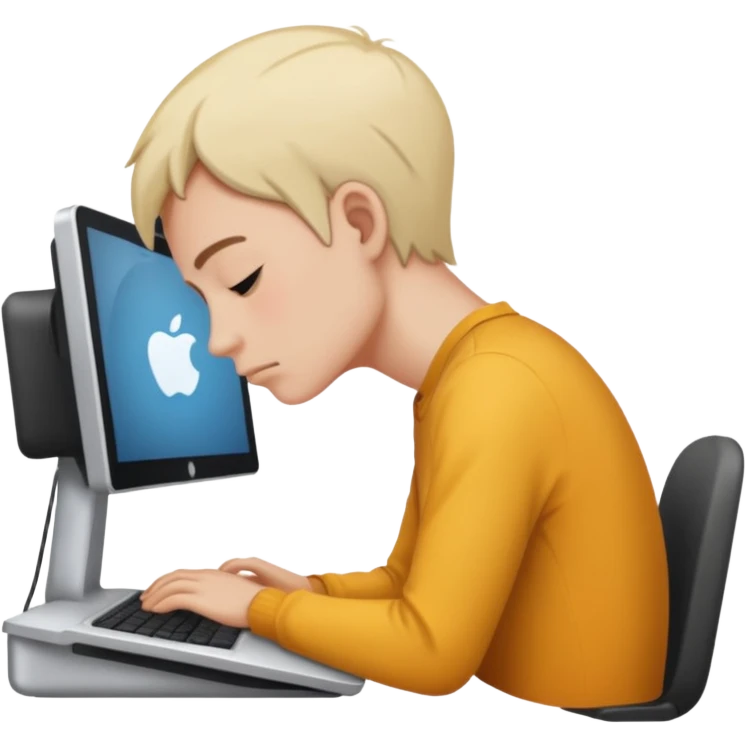 person with bad back or neck posture emoji (like sitting all tilted towards computer) emoji