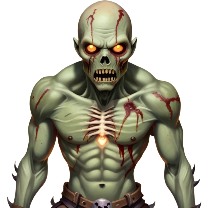 Cinematic Realistic WoW undead friendly zombie Portrait, captured in a fierce, battle-ready stance, muscles taut beneath his tattered, earth-toned attire. His decayed, pallid skin and glowing eyes are rendered with intense lifelike detail and dynamic lighting, high shine, embodying the raw, relentless fury of an undead friendly zombie in the heat of combat. emoji