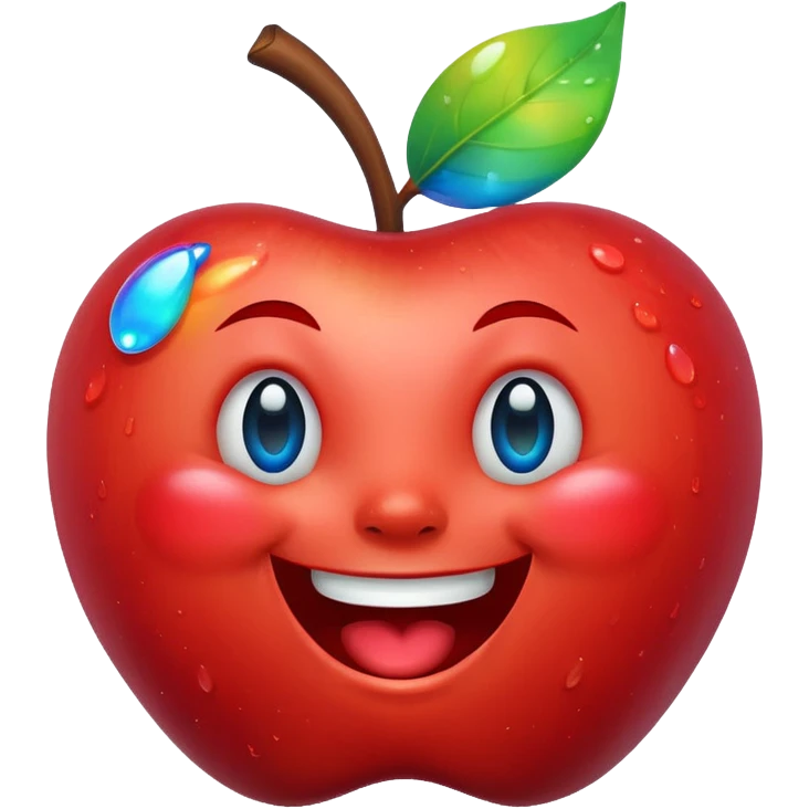 Laughing rainbow tears emoji, apple style, with a cheerful expression and tears in rainbow colors emoji