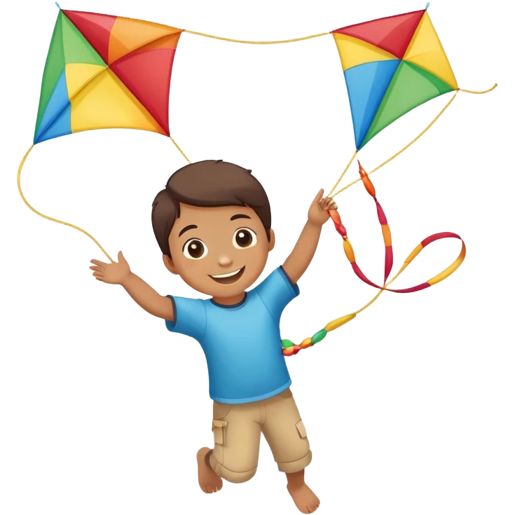 child holding a kite string with kite in the air emoji