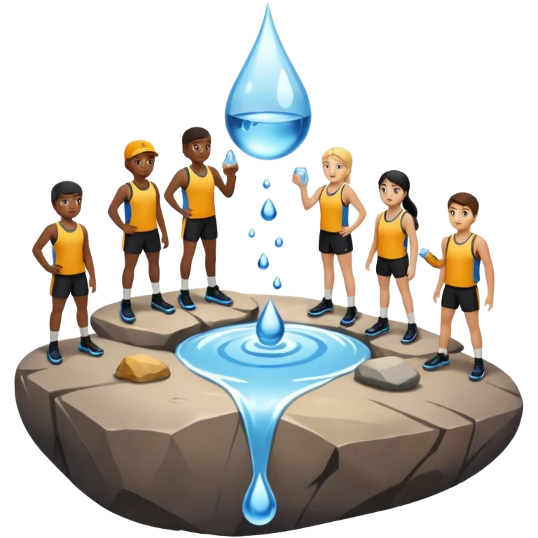 water pouring onto rocks with team emoji