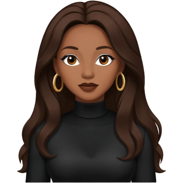 Vesta Williams, R&B Singer with long dark brown hair, black outfit emoji