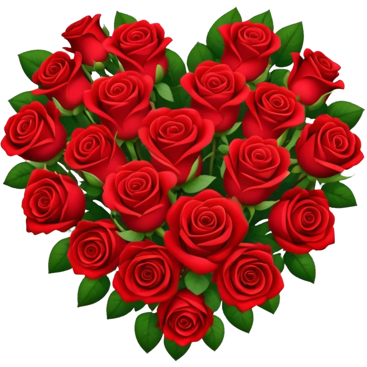 bouquet of red roses arranged in a heart shape emoji