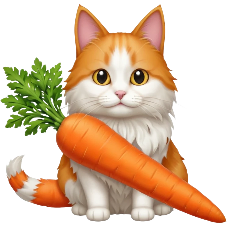 a carrot which is hold a cat emoji