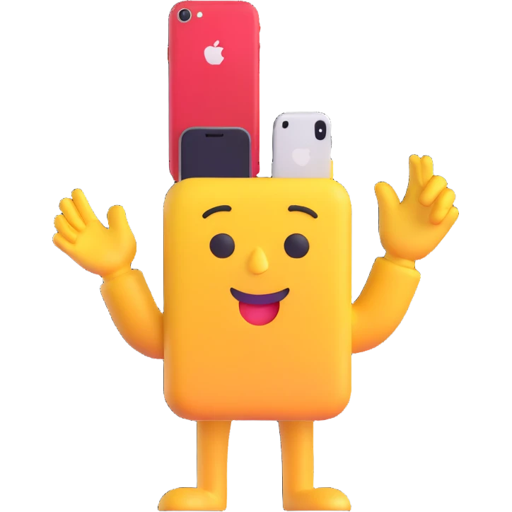emoji character with an iPhone held to its ear, modern style emoji
