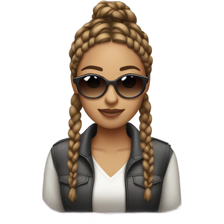 Light skinned women with sunglasses braids emoji