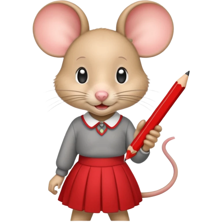 Une souris avec jupe rouge à l'école emoji