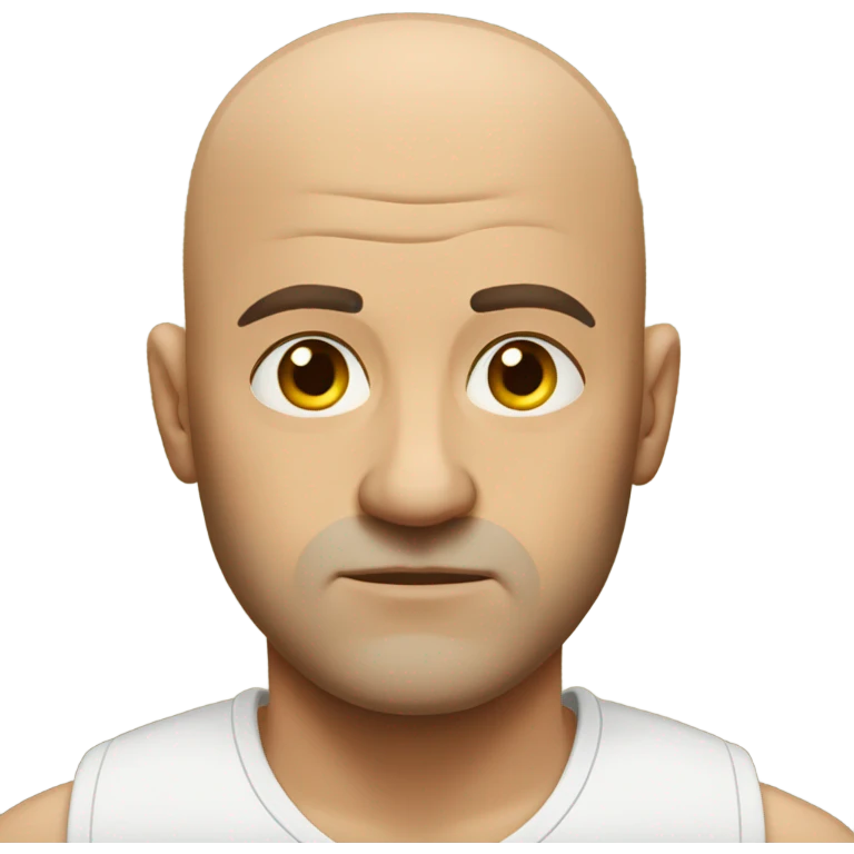 Bald guy frowning emoji