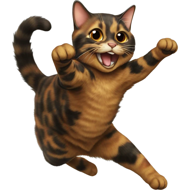 tortoiseshell cat jumping emoji