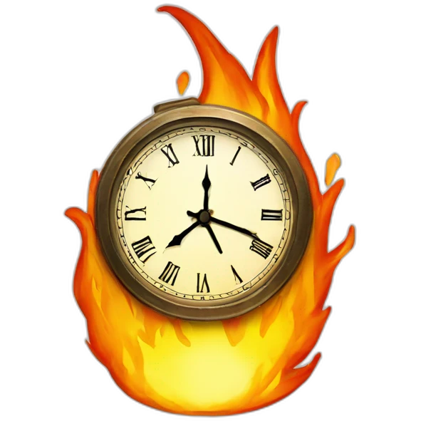 Clock in fire emoji
