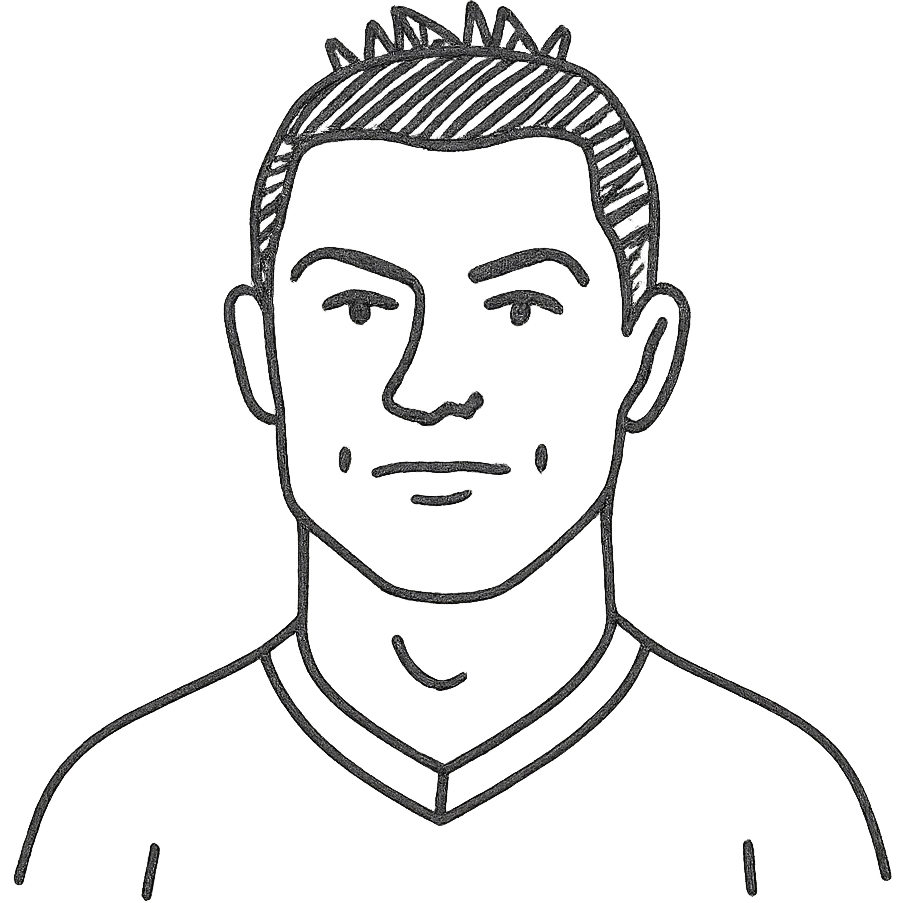 hand-drawn outlined icon of Cristiano Ronaldo emoji
