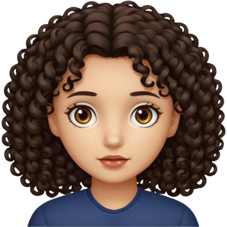 a girl with curly dark brown hair and dark brown eyes emoji