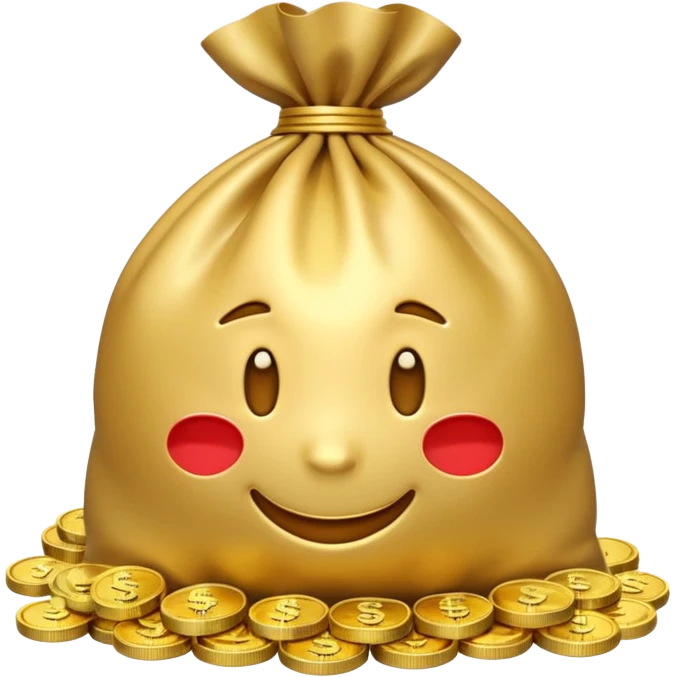 Luxury 3D emoji, overflowing money bag, stacks of cash, premium lighting, rich glossy look, ultra clean, transparent background


 emoji