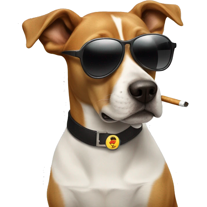 dog smoking a cigarette with sunglasses on￼ emoji