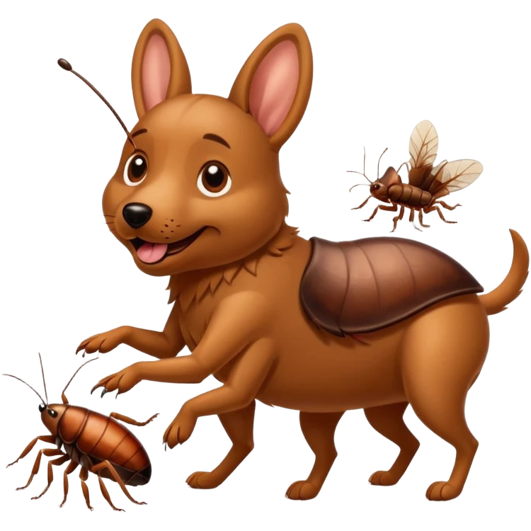 dog dancing with a cockroach emoji