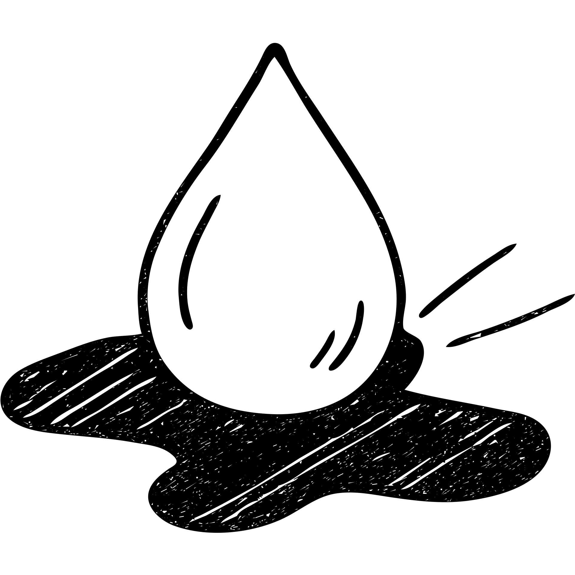 hand-drawn outlined icon of a light blue or silver water droplet sliding on glossy black paint of a high-end vehicle, subtle repellent effect with lines, clean and modern emoji