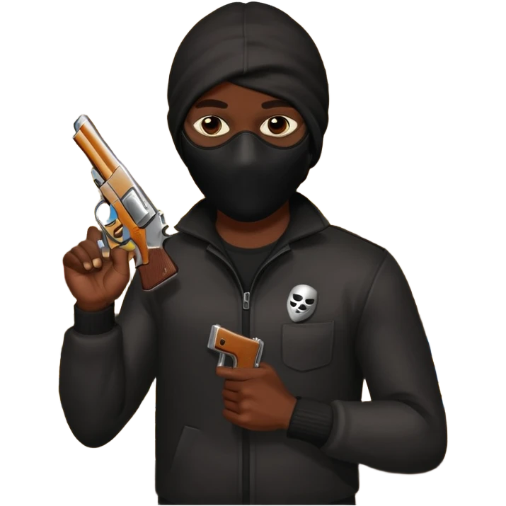 Make a black guy robbing store with pistol emoji