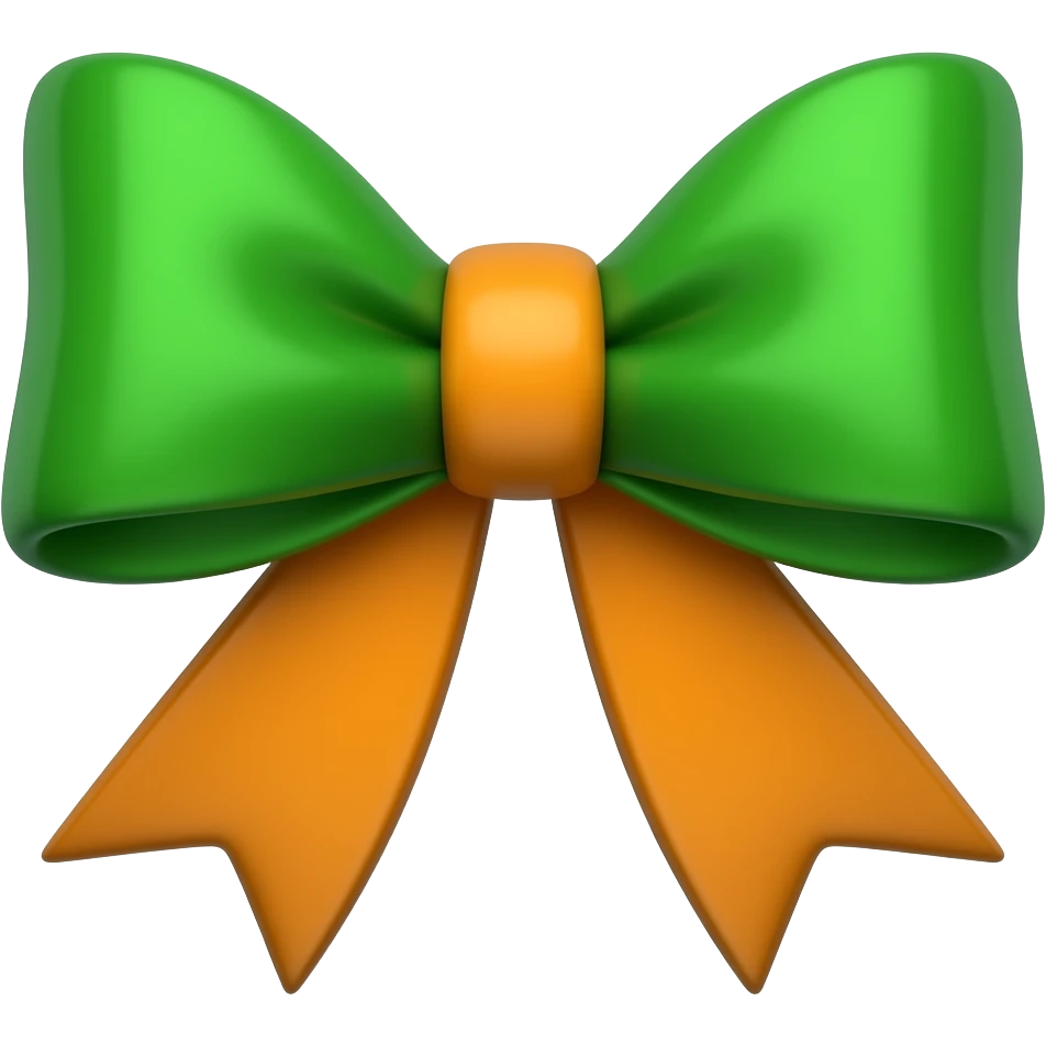 green and orange bow emoji
