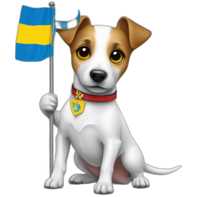 Jack Russell terrier dog with the flag of Ukraine  emoji