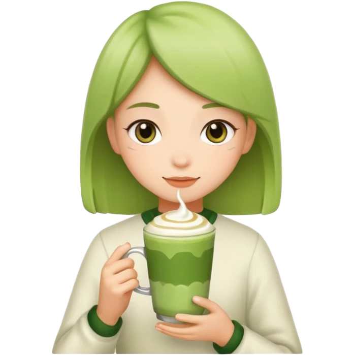 Girl with matcha latte emoji