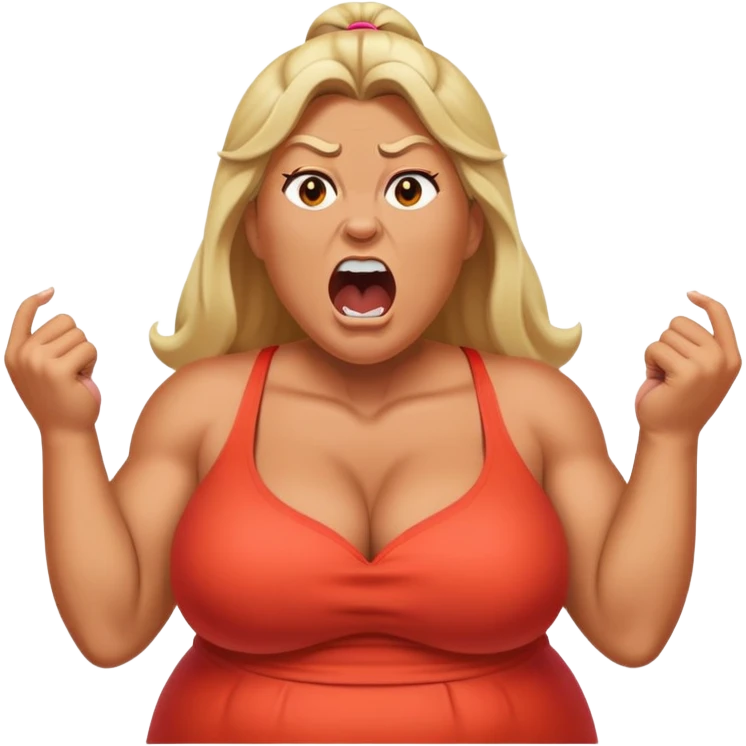 big woman shouting on muscular man emoji
