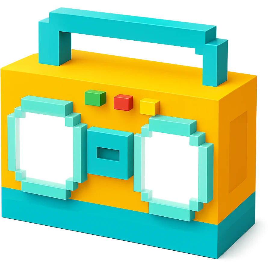 сделай белый святящейся бумбокс, no background emoji