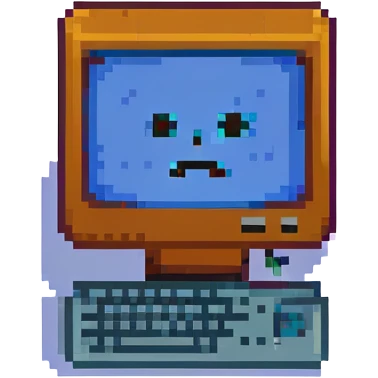 Blue screen of death with tiny ":(" face emoji
